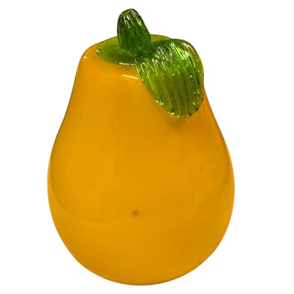 Glass Pear Handcrafted Yellow Green Fruit Figurine Sculpture 4 Inch - Picture 14 of 16